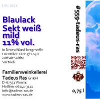 Ras Blaulack Sekt weiß mild